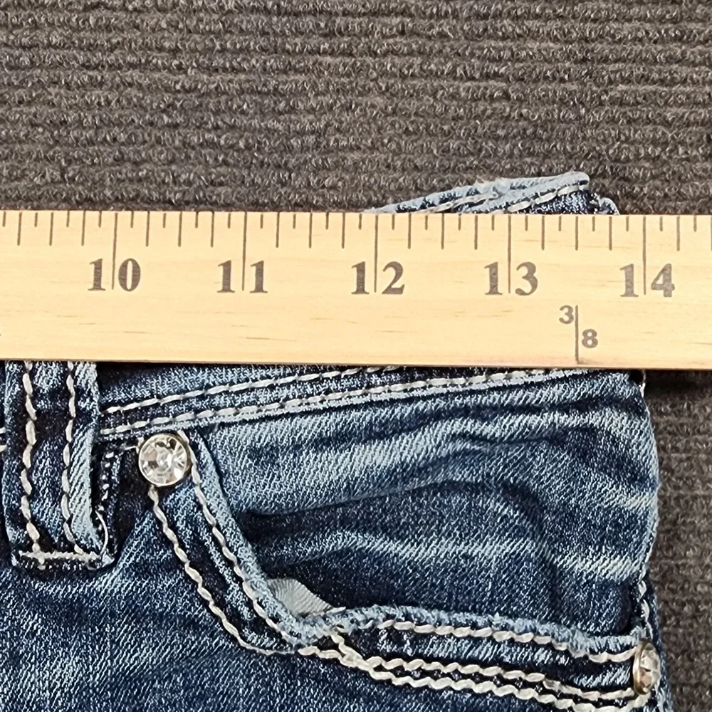 Silver Jeans Suki Flap Jeans Women 27 Blue Distressed Mid Rise Bootcut Denim
